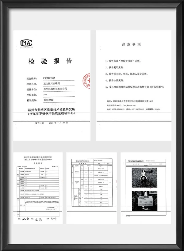卫生级对夹蝶阀检验报告